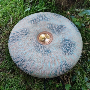 Ellen Rijsdorp - Disk blue goud (Keramiek, goudglazuur 3de stook)